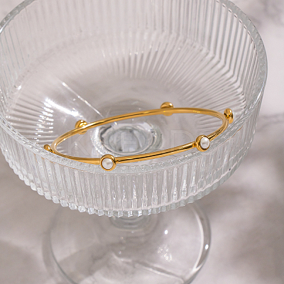 Chic 304 Stainless Steel Pave Pearl Bangles for Women HT2221-1-1