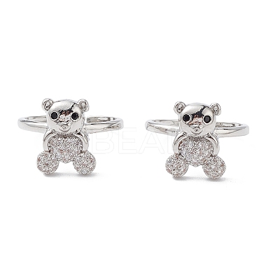 Bear Cubic Zirconia Cuff Ring RJEW-M146-03F-1