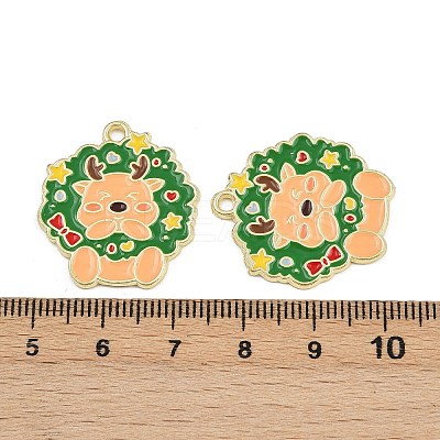 Christmas Deer Theme Alloy Enamel Pendants ENAM-D304-01B-G-1