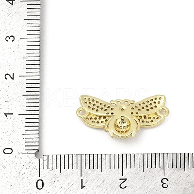 Brass Micro Pave Clear Cubic Zirconia Bee Connector Charms KK-D317-143G-1