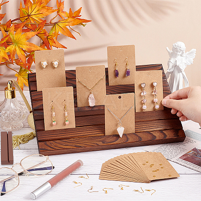 7-Slot Rectangle Wooden Place Earring Display Stands ODIS-FG0001-67A-1
