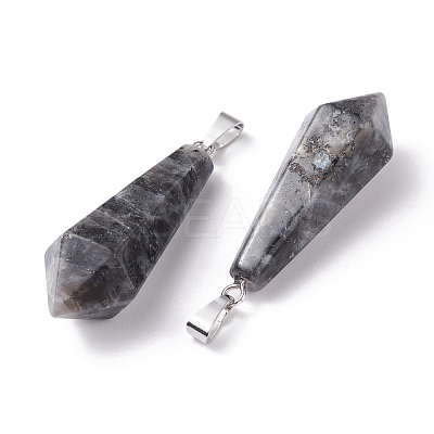 Natural Larvikite Pointed Pendants G-I314-02P-10-1
