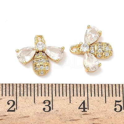 Brass Micro Pave Cubic Zirconia Bee Charms KK-A281-23G-01-1