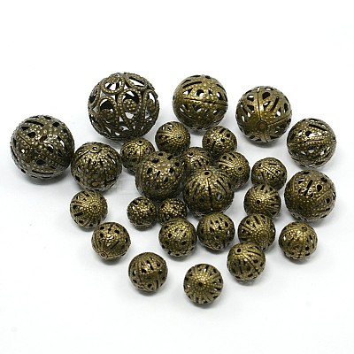 Mixed Iron Filigree Hollow Round Beads IFIN-X0008-AB-NF-1