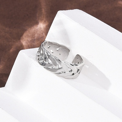 304 Stainless Steel Criss Cross Cuff Rings RJEW-G368-01P-1
