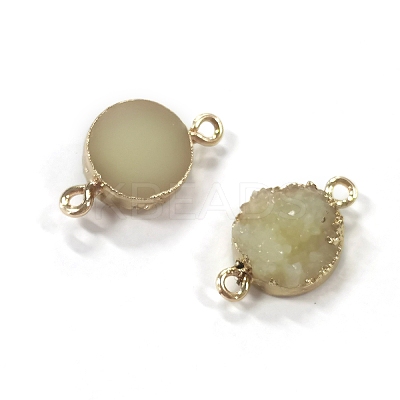 Druzy Resin Connector Charms RESI-WH0029-48G-1