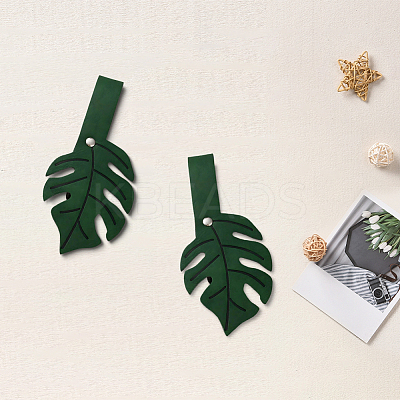 2Pcs Leaf PU Leather Cardigan Clips JEWB-CL0001-01A-1