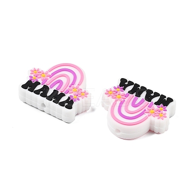 Mother's Day Silicone Focal Beads SIL-B078-07B-1