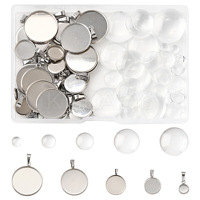 DIY 304 Stainless Steel Tray Pendants Making Kits DIY-FS0008-83-1