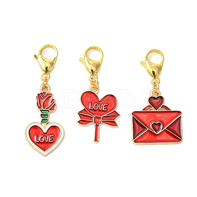 Valentine's Day Envelope Heart Alloy Enamel Pendant Decorations HJEW-JM02897-1