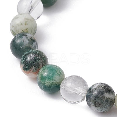 Natural Tree Agate Round Bead Stretch Bracelets BJEW-JB09872-02-1