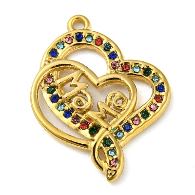 Ion Plating(IP) Real 18K Gold Plated 304 Stainless Steel Rhinestone Pendants STAS-P341-07G-01-1