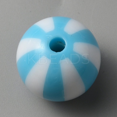 Opaque Acrylic Striped Beads SACR-WH0009-10A-1