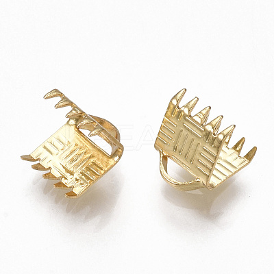 Brass Ribbon Crimp Ends KK-S348-248-1