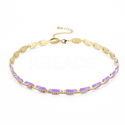 Brass Micro Pave Cubic Zirconia Link Tennis Necklaces for Women NJEW-T013-01G-06-1