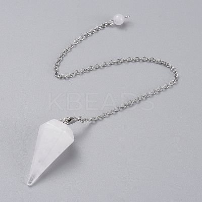 Platinum Tone Brass Crystal Cone Hexagonal Pointed Dowsing Pendulums X-MAK-M015-01I-1