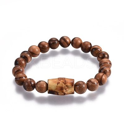 Men's Wood Beads Stretch Bracelets BJEW-JB04121-02-1