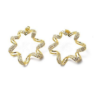 Crystal Rhinestone Hollow Out Flower Stud Earrings EJEW-D055-04G-1