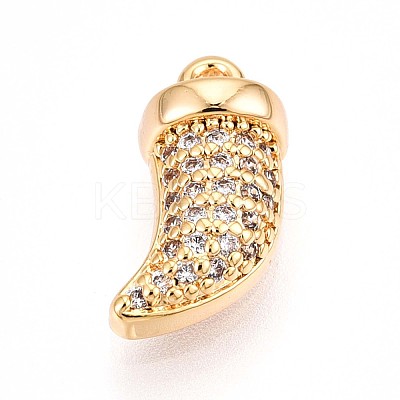 Brass Micro Pave Clear Cubic Zirconia Pendants KK-T075-04G-1