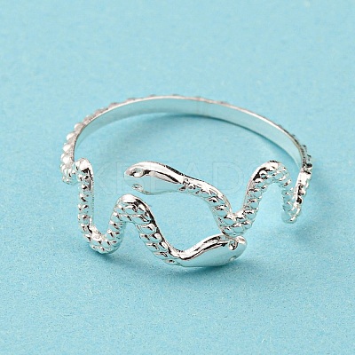 304 Stainless Steel Snake Wrap Open Cuff Ring RJEW-T023-82S-1