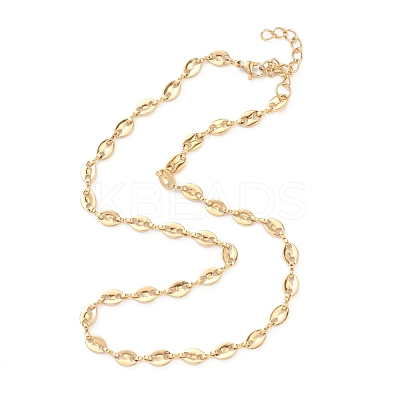 PVD Vacuum Plating 304 Stainless Steel Coffee Bean Chain Necklaces NJEW-O123-01G-1