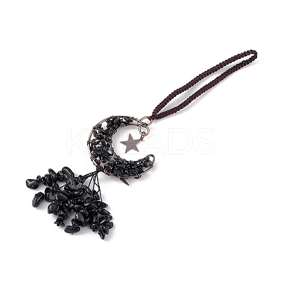Natural Mixed Stone Moon with Chips Tassel Pendant Decorations G-L524-07R-B-1