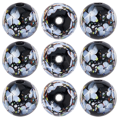 10Pcs Handmade Inner Flower Lampwork Beads LAMP-PA0001-02A-1