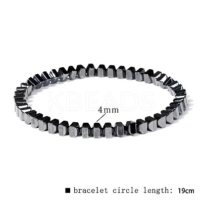 Synthetic Non-magnetic Hematite Beads Stretch Bracelets for Men RL7655-16-1