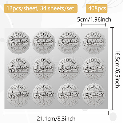 34 Sheets Silver Foil Embossed PET Picture Sticker DIY-WH0528-015-1