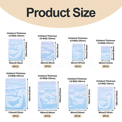 40Pcs 8 Styles Transparent PVC Anti Oxidation Resealable Bags AJEW-TA0002-40B-1