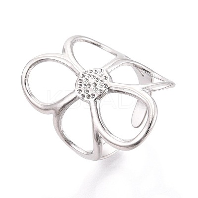 Adjustable 304 Stainless Steel Cuff Rings for Women RJEW-N052-22P-1