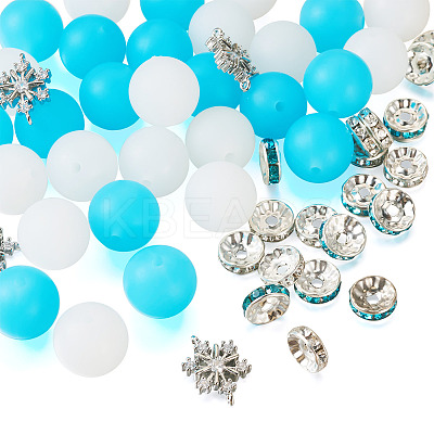 DIY Round Silicone Focal & Flat Round Iron Rhinestone Spacer Beads Jewelry Finding Making Kits DIY-TA0011-85-1