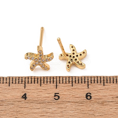 Brass Micro Pave Cubic Zirconia Stud Earrings for Women EJEW-F418-20G-1