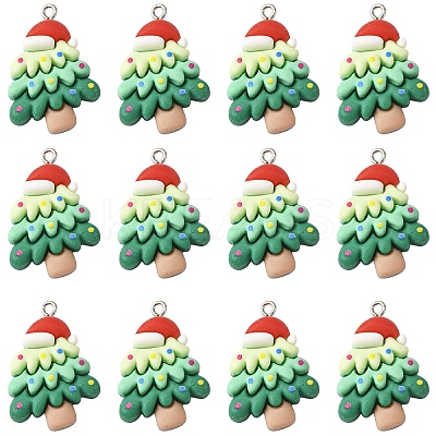 12Pcs Christmas Opaque Resin Pendants RESI-YW0004-83-1