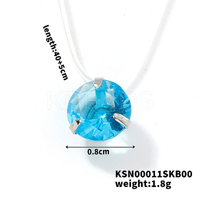 Flat Round Plastic Pendant Invisible Cord Necklaces for Women JB6177-5-1