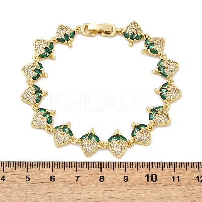 Brass Micro Pave Cubic Zirconia Link Bracelets for Women BJEW-Z126-05G-01-1