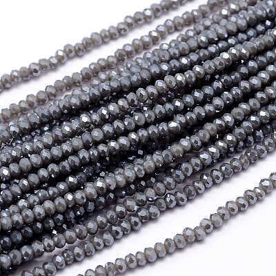Faceted Rondelle Full Rainbow Plated Electroplate Glass Beads Strands X-EGLA-M004-2mm-A02-1