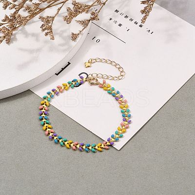 Brass Enamel Cobs Chains Bracelets BJEW-JB05744-1