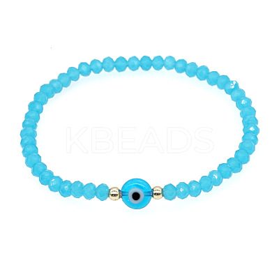 Glass & Brass Beads Stretch Bracelets IC9410-6-1