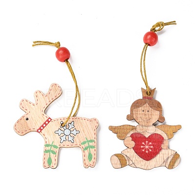 Christmas Theme Wood Big Pendant Decorations HJEW-F011-04-1