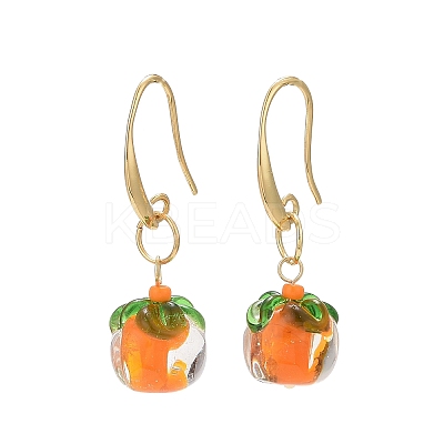 Lampwork Persimmon Dangle Earrings EJEW-TA00227-1