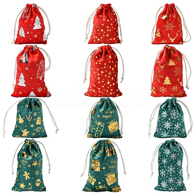 12Pcs 12 Styles Hot Stamping Christmas Velvet Storage Bags ABAG-FS0001-02-1