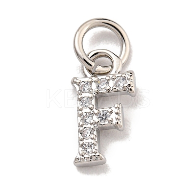 Initial Letter Brass with Cubic Zirconia Charms KK-Q814-26F-P-1