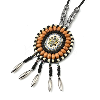 Retro Style Glass & Acrylic & CCB Beads Pendant Necklaces NJEW-Q349-02A-1