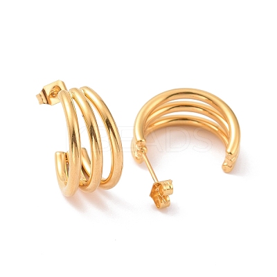 Iron Plating(IP) 304 Stainless Steel C-shape Stud Earrings EJEW-G298-13A-G-1