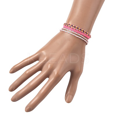 14Pcs 7 Colors Cotton Cord Bracelet Set for Men Women BJEW-FS00025-01-1