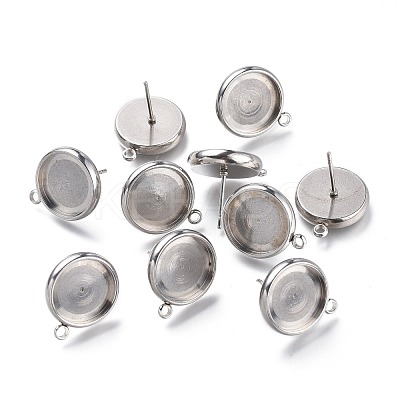 Non-Tarnish 304 Stainless Steel Stud Earring Settings STAS-I161-01E-P-1