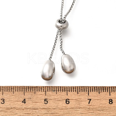 304 Stainless Steel Teardrop Pendant Lariat Necklaces for Women NJEW-U031-01P-1