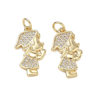 Brass Micro Pave Clear Cubic Zirconia Pendants CU-CBA9AFC-01G-25-1