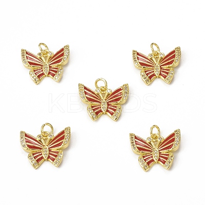 Brass Micro Pave Cubic Zirconia Pendants KK-E068-VB320-1-1